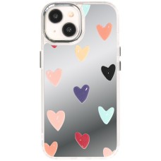 iPhone 14 Case Hülle - Transparentes Silikon Many Hearts mit Spiegeleffekt