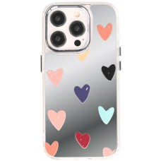 iPhone 15 Pro Max Case Hülle - Transparentes Silikon Many Hearts mit Spiegeleffekt