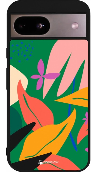 Google Pixel 8a Case Hülle - Silikon schwarz Abstract Jungle