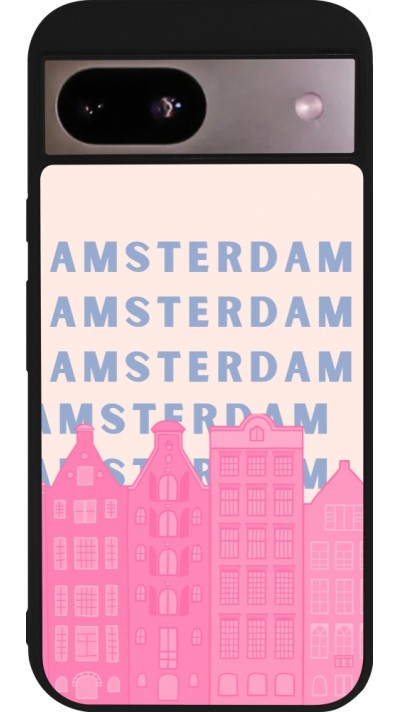 Google Pixel 8a Case Hülle - Silikon schwarz Amsterdam Pink Print