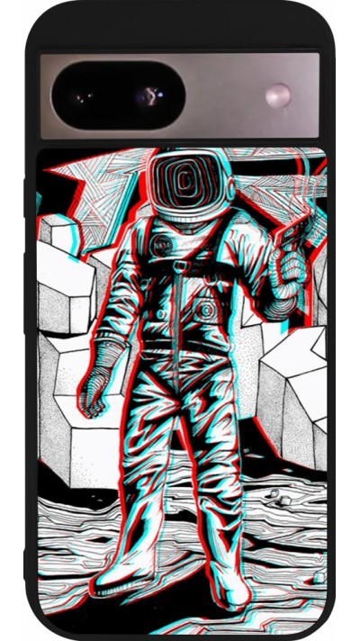 Google Pixel 8a Case Hülle - Silikon schwarz Anaglyph Astronaut