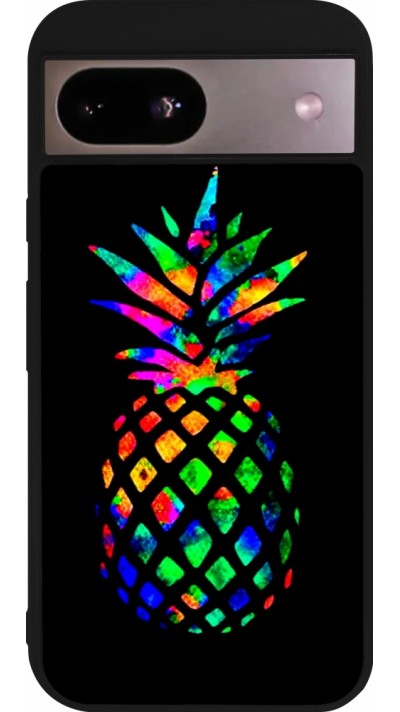 Google Pixel 8a Case Hülle - Silikon schwarz Ananas Multi-colors