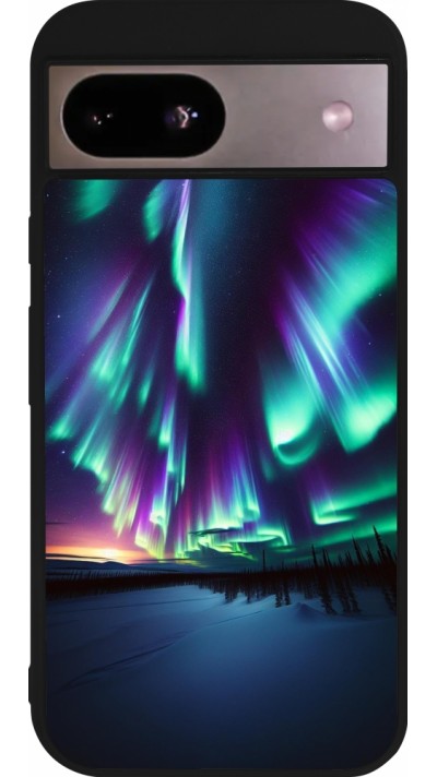 Google Pixel 8a Case Hülle - Silikon schwarz Funkelndes Nordlicht