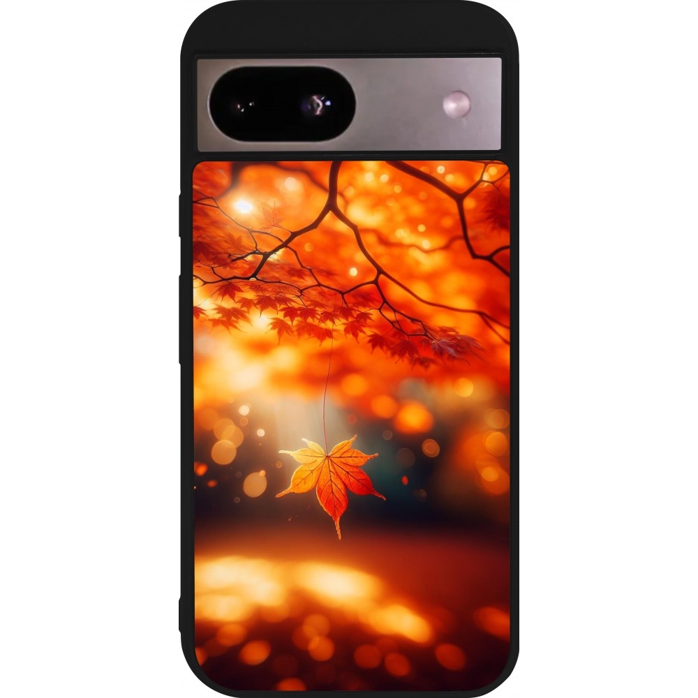 Google Pixel 8a Case Hülle - Silikon schwarz Herbst Magisch Orange