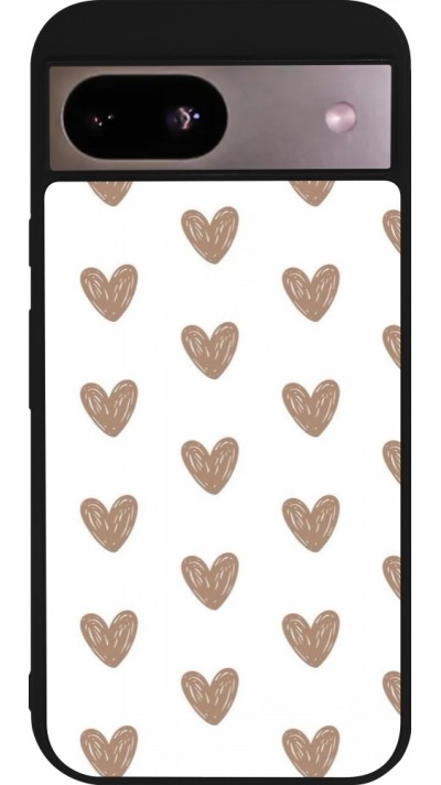 Google Pixel 8a Case Hülle - Silikon schwarz Autumn 2024 brown hearts