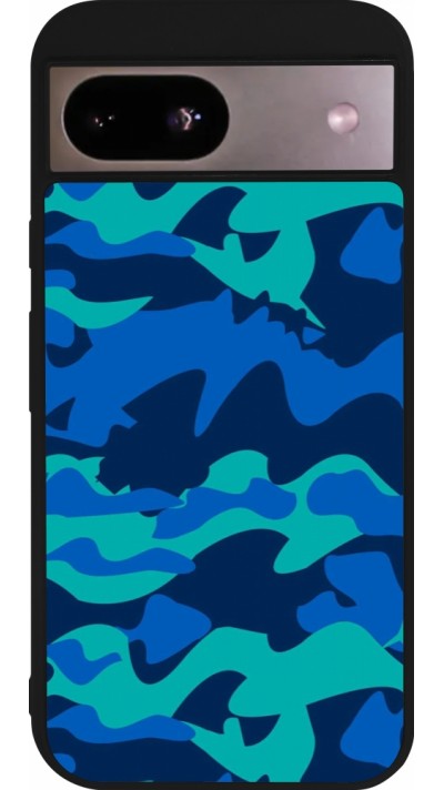 Google Pixel 8a Case Hülle - Silikon schwarz Camo Blue