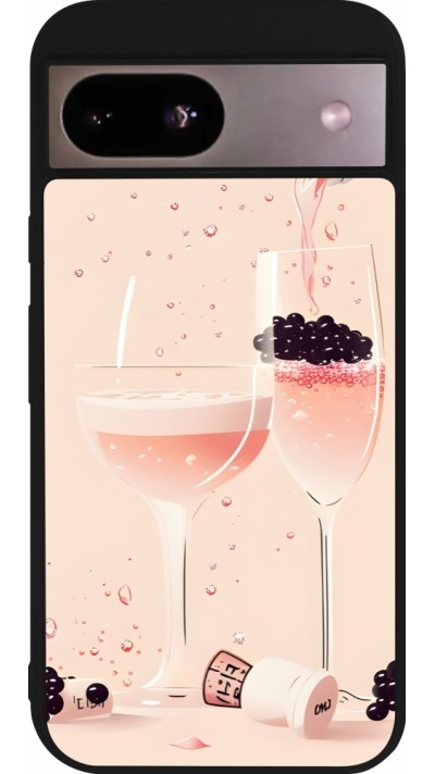 Google Pixel 8a Case Hülle - Silikon schwarz Champagne Pouring Pink