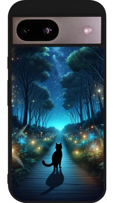 Google Pixel 8a Case Hülle - Silikon schwarz Schwarze Katze Spaziergang