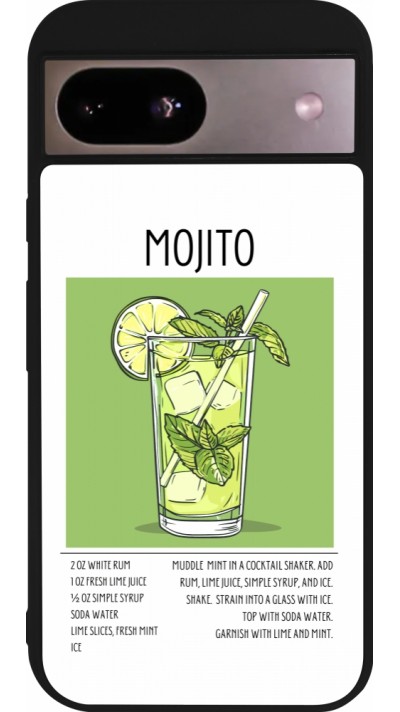 Google Pixel 8a Case Hülle - Silikon schwarz Cocktail Rezept Mojito