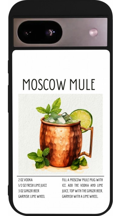 Google Pixel 8a Case Hülle - Silikon schwarz Cocktail Rezept Moscow Mule