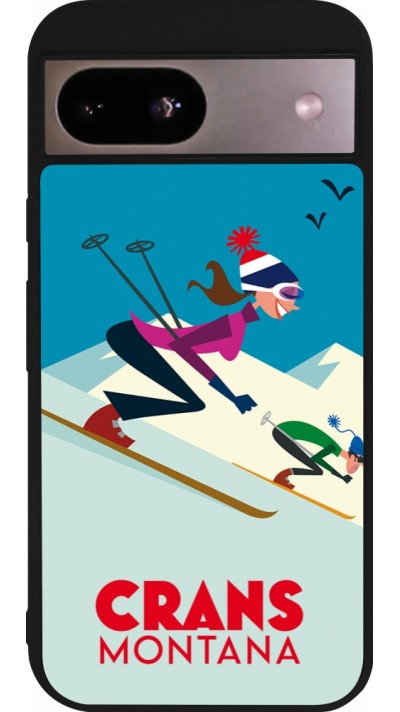 Google Pixel 8a Case Hülle - Silikon schwarz Crans-Montana Ski Downhill