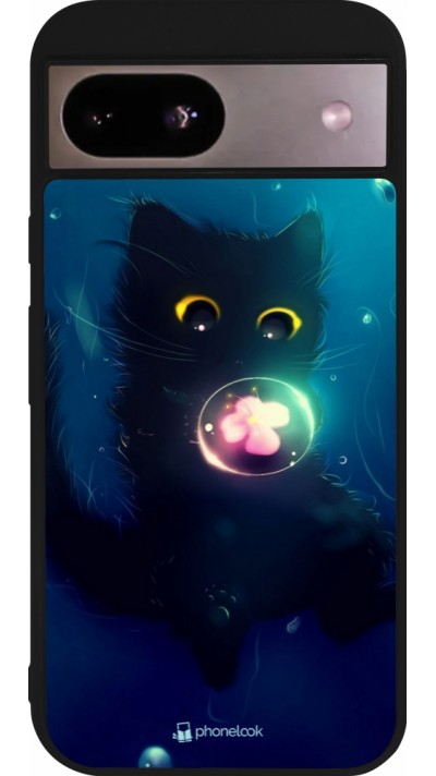 Google Pixel 8a Case Hülle - Silikon schwarz Cute Cat Bubble