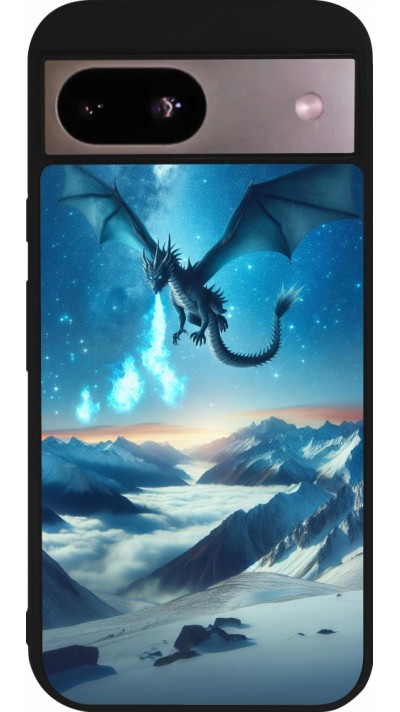 Google Pixel 8a Case Hülle - Silikon schwarz Drache nächtliche Berg