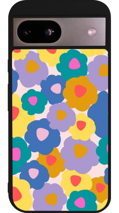 Google Pixel 8a Case Hülle - Silikon schwarz Easter 2024 flower power