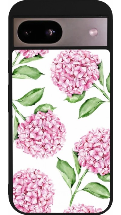 Google Pixel 8a Case Hülle - Silikon schwarz Easter 2024 pink flowers