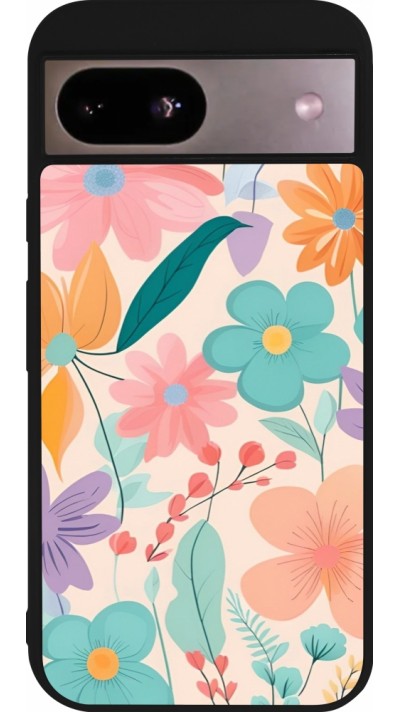 Google Pixel 8a Case Hülle - Silikon schwarz Easter 2024 spring flowers