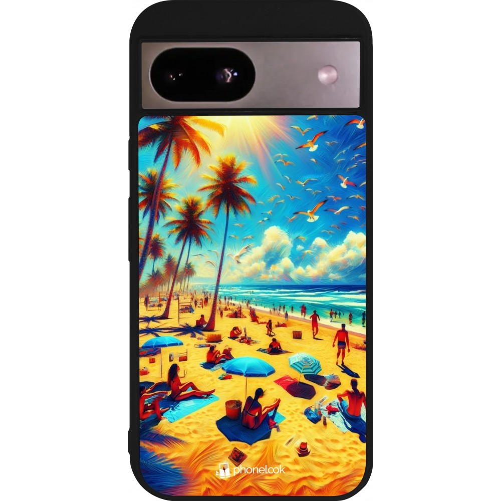 Google Pixel 8a Case Hülle - Silikon schwarz Sommer Paradies Farbe