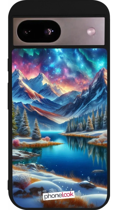 Google Pixel 8a Case Hülle - Silikon schwarz Fantasiebergsee Himmel Sterne