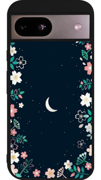 Google Pixel 8a Case Hülle - Silikon schwarz Flowers space