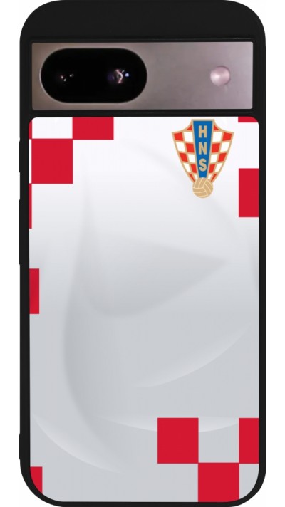 Google Pixel 8a Case Hülle - Silikon schwarz Kroatien 2022 personalisierbares Fussballtrikot