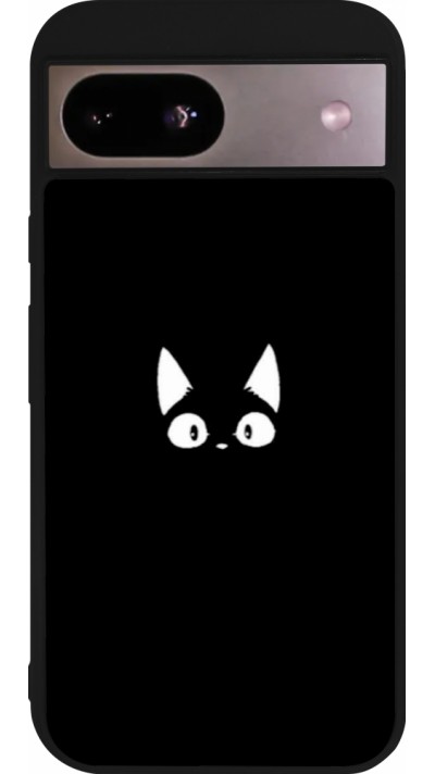 Google Pixel 8a Case Hülle - Silikon schwarz Funny cat on black