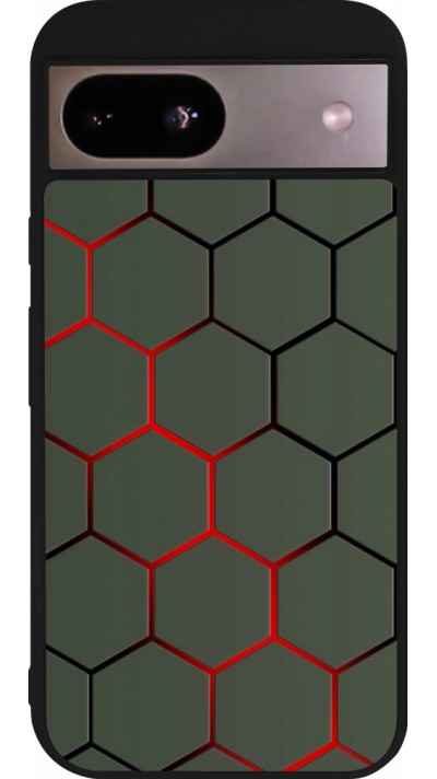 Google Pixel 8a Case Hülle - Silikon schwarz Geometric Line red