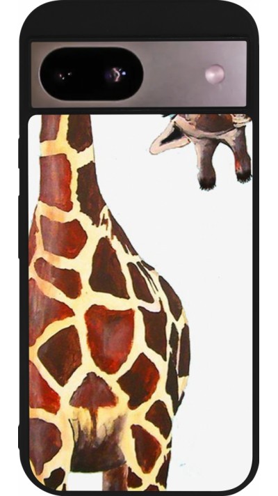 Google Pixel 8a Case Hülle - Silikon schwarz Giraffe Fit