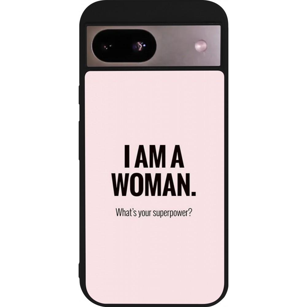 Google Pixel 8a Case Hülle - Silikon schwarz I am a woman