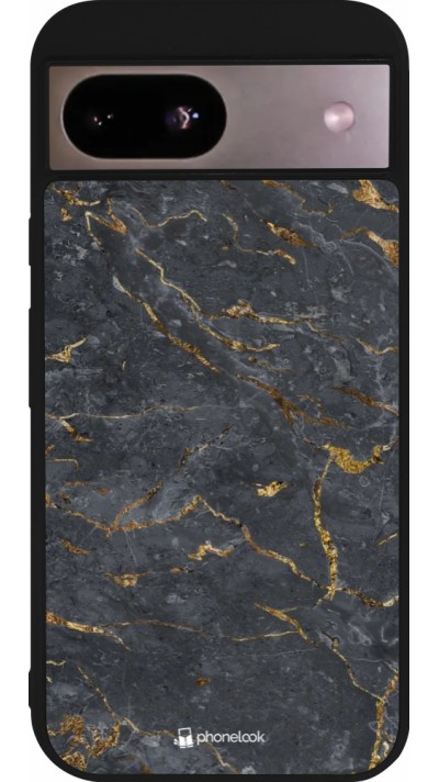 Google Pixel 8a Case Hülle - Silikon schwarz Grey Gold Marble