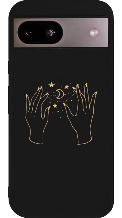 Google Pixel 8a Case Hülle - Silikon schwarz Grey magic hands