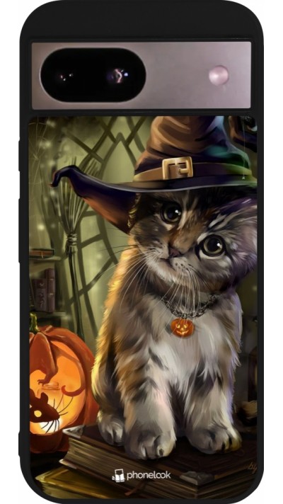 Google Pixel 8a Case Hülle - Silikon schwarz Halloween 21 Witch cat