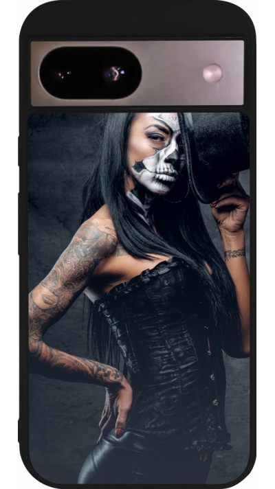 Google Pixel 8a Case Hülle - Silikon schwarz Halloween 22 Tattooed Girl