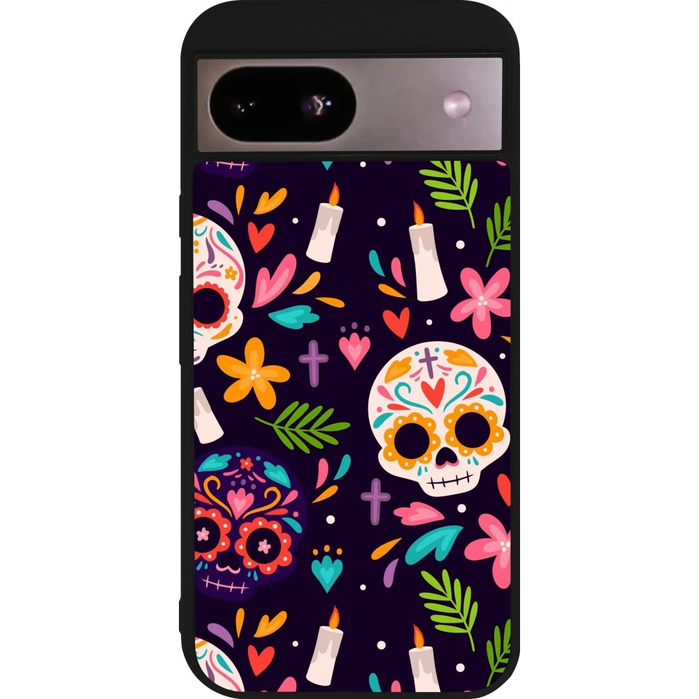 Google Pixel 8a Case Hülle - Silikon schwarz Halloween 2023 mexican style