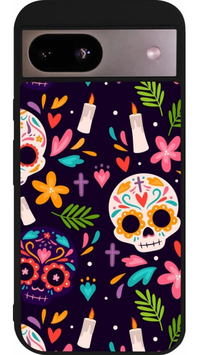 Google Pixel 8a Case Hülle - Silikon schwarz Halloween 2023 mexican style