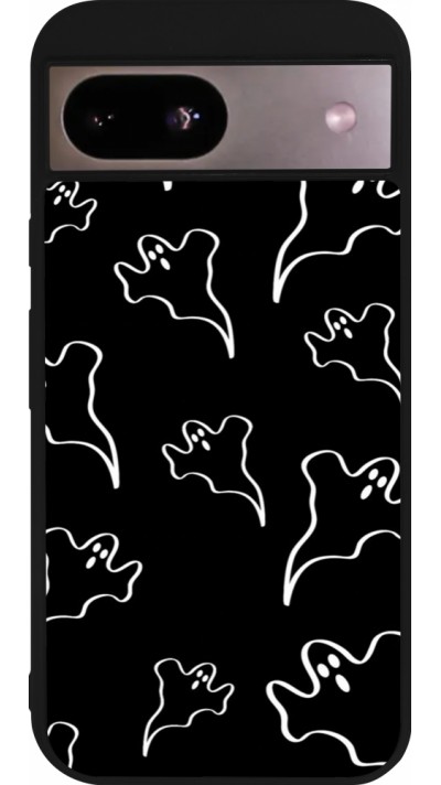 Google Pixel 8a Case Hülle - Silikon schwarz Halloween 2024 black and white ghosts