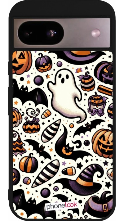 Google Pixel 8a Case Hülle - Silikon schwarz Halloween 2024 Niedliches Muster