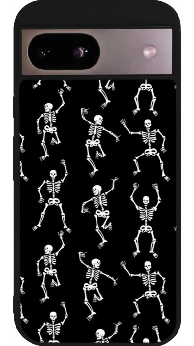 Google Pixel 8a Case Hülle - Silikon schwarz Halloween 2024 dancing skeleton