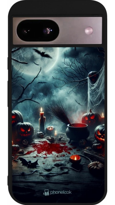 Google Pixel 8a Case Hülle - Silikon schwarz Halloween 2024 Dunkler Mond