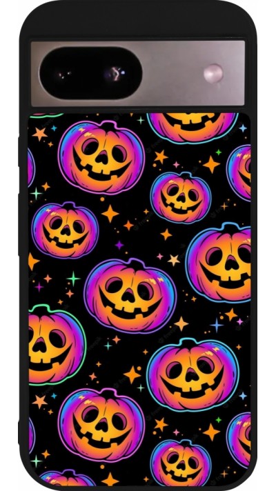 Google Pixel 8a Case Hülle - Silikon schwarz Halloween 2024 rainbow pumpkins