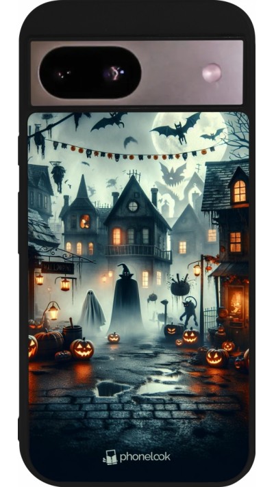 Google Pixel 8a Case Hülle - Silikon schwarz Halloween Spukstadt