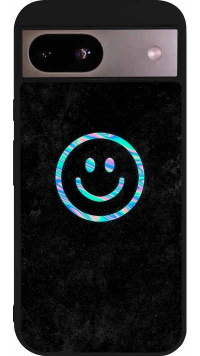 Google Pixel 8a Case Hülle - Silikon schwarz Happy smiley irisirt