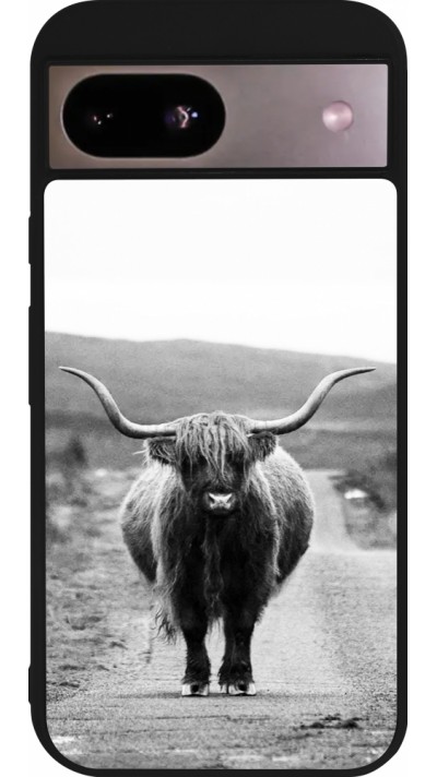 Google Pixel 8a Case Hülle - Silikon schwarz Highland cattle