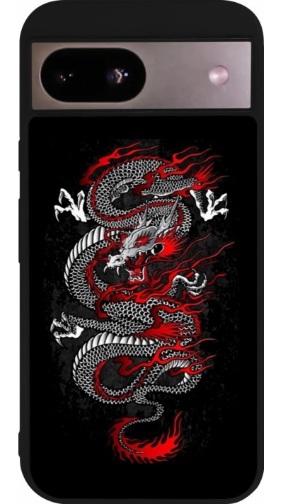 Google Pixel 8a Case Hülle - Silikon schwarz Japanese style Dragon Tattoo Red Black