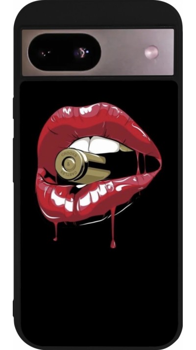 Google Pixel 8a Case Hülle - Silikon schwarz Lips bullet