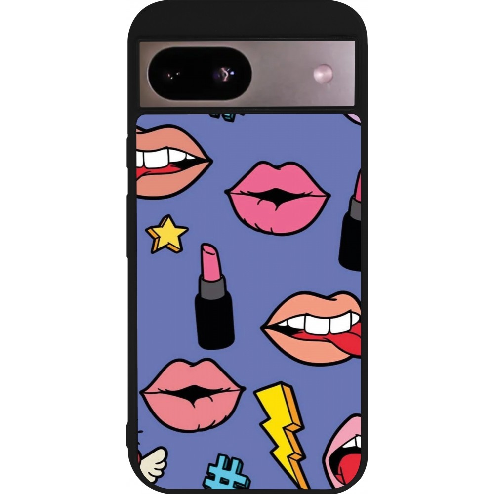 Google Pixel 8a Case Hülle - Silikon schwarz Lips and lipgloss