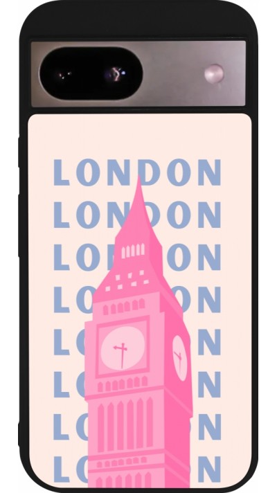 Google Pixel 8a Case Hülle - Silikon schwarz London Pink Print