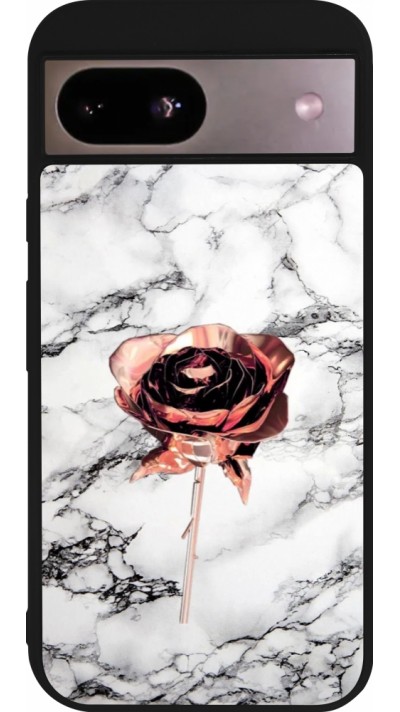 Google Pixel 8a Case Hülle - Silikon schwarz Marble Rose Gold