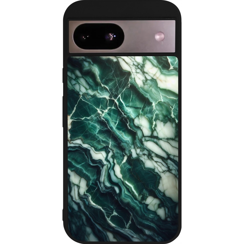 Google Pixel 8a Case Hülle - Silikon schwarz Majestätischer grüner Marmor