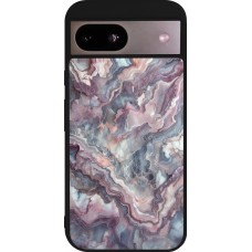 Google Pixel 8a Case Hülle - Silikon schwarz Violetter silberner Marmor