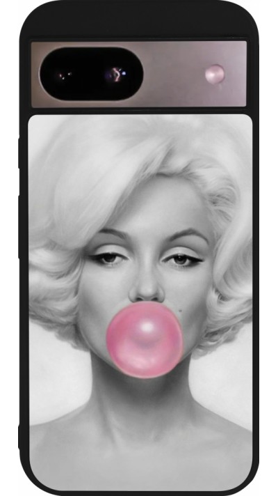 Google Pixel 8a Case Hülle - Silikon schwarz Marilyn Bubble